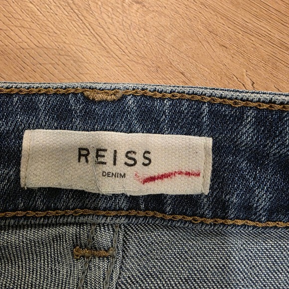 Reiss Bailey High Rise Straight Leg Blue Button Fly Jeans Medium Wash Womens - Picture 3 of 12